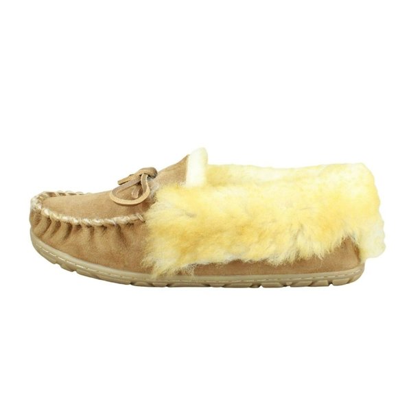 L.L. Bean Shoes Ll Bean Brown Suede Wicked Good Shearling Lined Moccasin Slippers Size 8 M